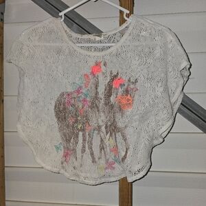 Self Esteem White Lace Horse Crop Top Large